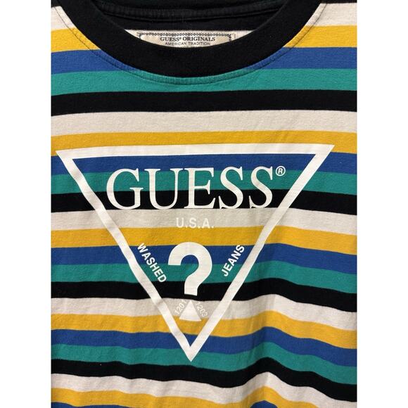 Guess Shirt Mens Medium Los Angeles Guess Originals T-Shirt Striped Multicolor - Picture 2 of 10